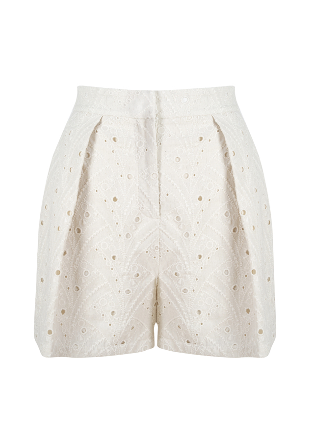 Pleated Shorts Cream