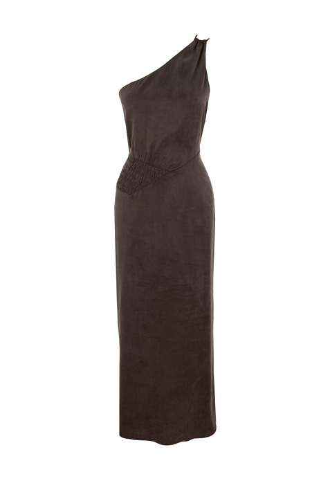 One Shoulder Dress Brown